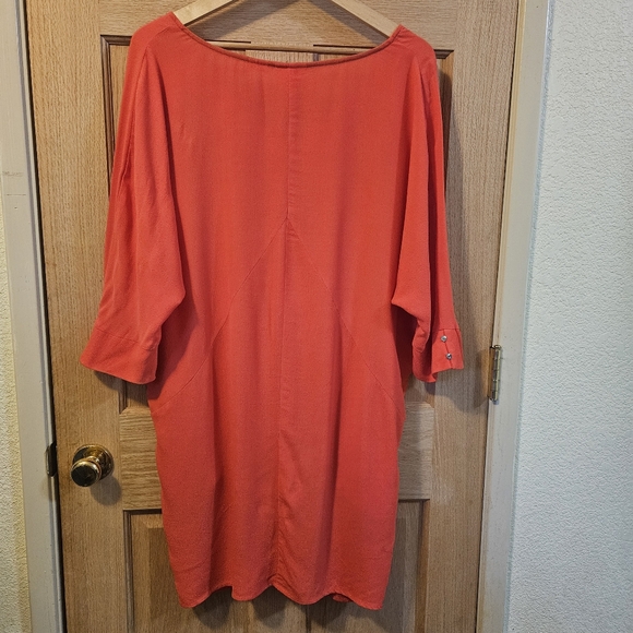 Medium Anthropologie Edme & Esyllte  Coral 3/4 Sleeve Tunic Dress - Picture 2 of 8